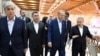 (Çepden saga) Gazagystanyň prezidenti Kasym-Žomart Tokaýew, Gyrgyzystanyň prezidenti Sadyr Žaparow, Türkiýäniň prezidenti Rejep Taýýip Erdogan we özbek prezidenti Şawkat Mirziýoýew 11-nji noýabrda Samarkantda, 2022-nji ýylyň 11-nji noýabry.
