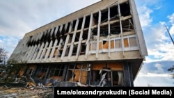 Херсонська наукова бібліотека імені Олеся Гончара після удару армії Росії. Херсон, 12 листоада 2023 року