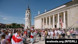 Акцыя салідарнасьці зь беларускімі палітвязьнямі. Вільня, травень 2023 г. 