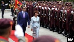 Церемонията по предаване на президентския пост в Северна Македония от Стево Пендаровски на новоизбраната Гордана Силяновска-Давкова, 12 май 2024 