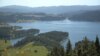 Drone aerial shots Bulgaria city of Dospat Rhodope mountains 