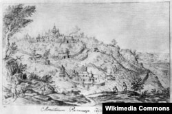 Києво-Печерська лавра в середині XVII століття, малюнок Абрахама ван Вестерфельда