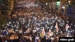 Масов протест в столицата на Грузия срещу закона за чуждестранните агенти, 11 май 2024 г.