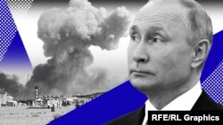 Російський президент Володимир Путін і селище Новофедорівка, де 9 серпня 2022 року на території аеродрому сталися вибухи.
Колаж