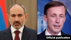 И. о. премьер-министра Армении Никол Пашинян (слева) и советник президента США по вопросам национальной безопасности Джейк Салливан 