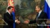 Ministri spoljnih poslova Rusije Sergej Lavrov i Srbije Nikola Selaković potpisali su 23. septembra Plan konsultacija ministarstava spoljnih poslova dve zemlje za naredne dve godine. (Foto: Selaković i Lavrov u Moskvi 16. aprila 2021.)