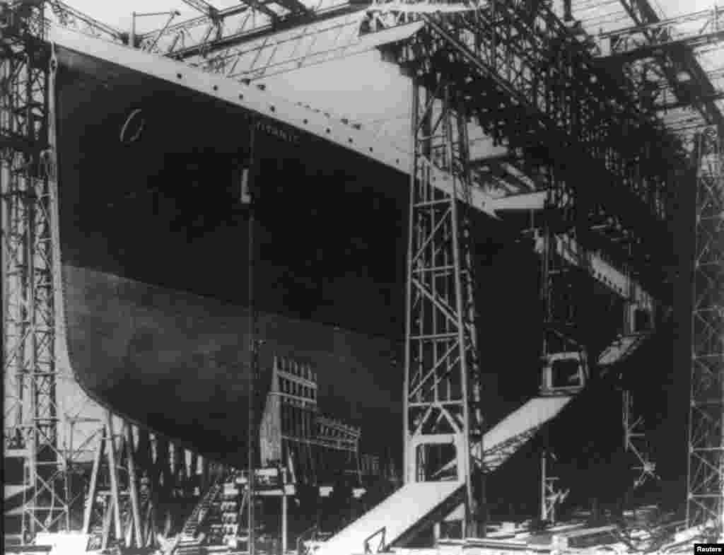 "Titanic" prije porinuća u rijeku Lagan u Sjevernoj Irskoj 31. maja 1911. godine.