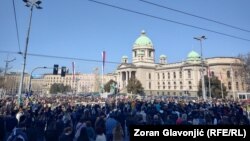 Protest studenata i građana ispred Skupštine Srbije, 4. mart 2025