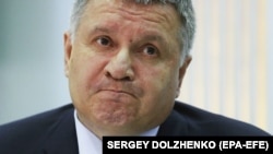 Керівник МВС Арсен Аваков під час спільного брифінгу з головою ЦВК Тетяною Сліпачук, генпрокурором Юрієм Луценком і головою СБУ Василем Грицаком щодо проведення виборів президента України. Київ, 12 березня 2019 року 
