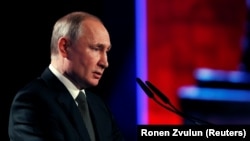 Президент Росії Володимир Путін виступає на Всесвітньому форумі пам’яті Голокосту в Єрусалимі 23 січня 2020 року