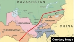 Merkezi Aziýa ýurtlarynyň we Hytaýyň arasyndaky gaz geçirijiniň kartasy (Suratyň çeşmesi neftegaz.ru)