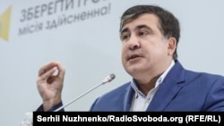 Міхеїл Саакашвілі під час прес-конференції в Києві. 11 листопада 2016 року