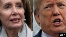 The U.S. speaker of the House of Representatives, Nancy Pelosi (left), and U.S. President Donald Trump