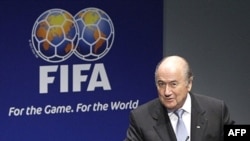 Switzerland -- FIFA President Sepp Blatter delivers a speech at the opening of bids presentation at the World football's governing body headquarters in Zurich, 30Oct2007