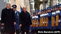 Dragan Čović, lider HDZ BiH, januara 2018. tada u svojstvu člana Predsjedništva BiH dočekuje Kolindu Grabar-Kitarović u Sarajevu