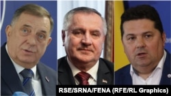 Predsjednik bh. entiteta Republika Srpska (RS) Milorad Dodik, premijer RS ​​Radovan Višković i predsjednik parlamenta RS Nenad Stevandić, bez datuma.