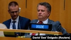 Посланикът на Украйна в ООН Сергий Кислица по време на конференцията за преглед на изпълнението на Договора за неразпространение на ядрените оръжия